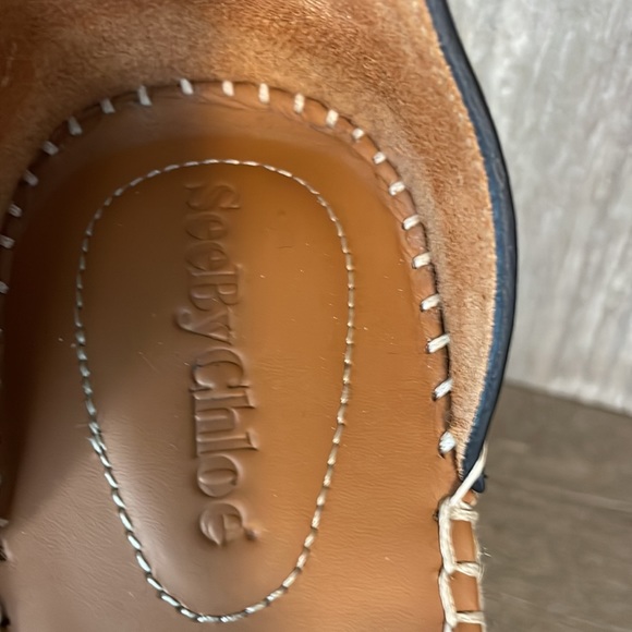 See by Chloe Platform Wedge Sandals with Ankle Strap Black Sz 38 (US 8) - Picture 5 of 6